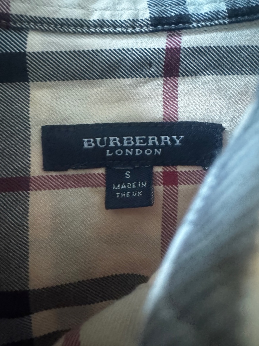 Burberry Beige Black Red Plaid Button-Down Shirt - Picture 5 of 7
